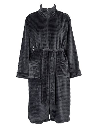 Fine Fleece Robe W Zipper Aamutakki Grey Missya