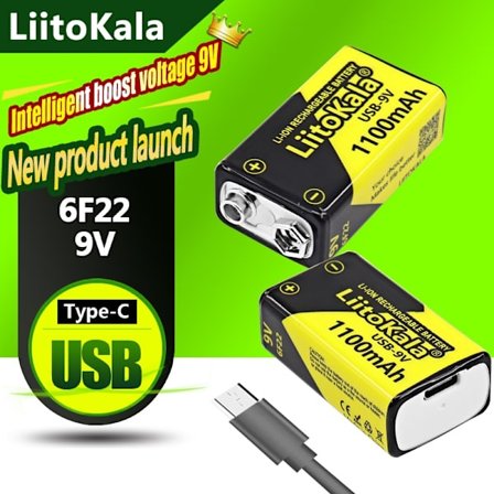 1-16 kpl LiitoKala 9V 1100mAh Li-ion Ladattava akku USB 9V Akku Yleismittarille Mikrofoni Lelu Kaukosäädin KTV käyttö