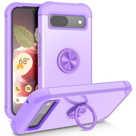 Google Pixel 8a skal med stativ - Ljuslila