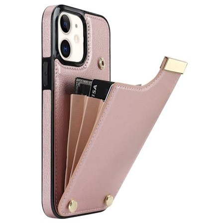 iPhone 12 Case with card holder - Rose Gold