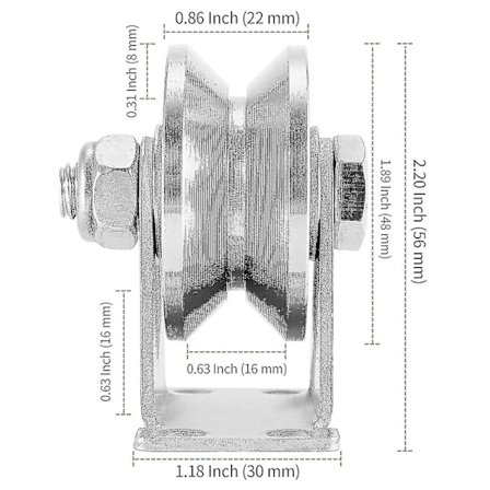 2-pack 2 tums spårhjul, 304 rostfritt stål V-spårhjul, kraftigt V-typ spårhjul, maximal lastkapacitet 200 kg
