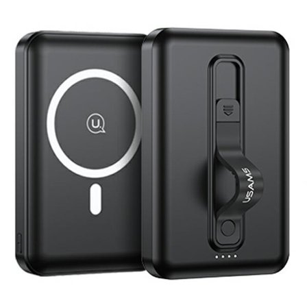 USAMS Magnetisk Trådlös Powerbank 10000mAh 20W PD QC 3.0 - Svart