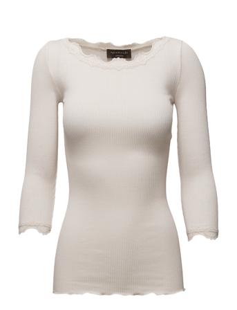 Silk T-Shirt Boat Neck Regular W/Vi Langærmet T-shirt Hvid Rosemunde