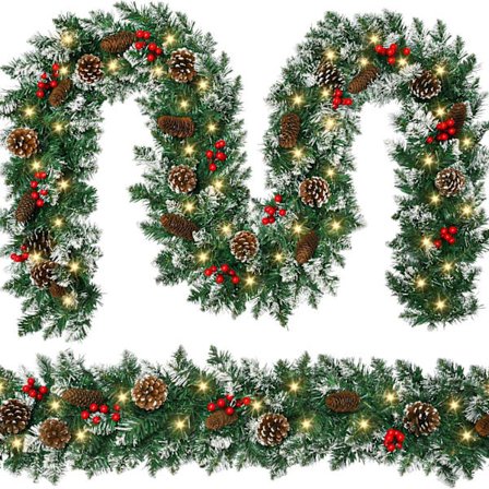 Julgirlang med belysning 2,7 m 50 LED-lampor belyst inomhus utomhus grön juldekoration juldekoration girlang grangirlang varmvit