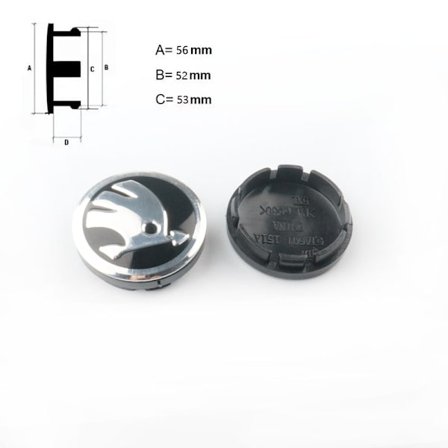 4 kpl pyörän keskiökapseli vihreä R-merkki Skoda 56,5 mm halkaisija 60 mm standardi pyörän kapseli