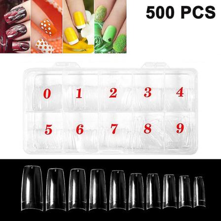 500 st Transparent Nail Piece Art Fake Nails Tipsspårlös förlängning