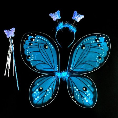 Barn Kostym Rekvisita Fjärilsvingar set BLÅ 3 ST/SET Blå 3 st/set-3 st/set