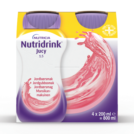 Nutridrink Jucy Næringsdrikk, Jordbær, 4x200 ml
