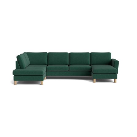 Haven U-sofa, højrevendt, Ontario Grøn - Komfortabel U-sofa med slidstærkt betræk - 206x327x86cm - Perfekt til afslapning og underholdning