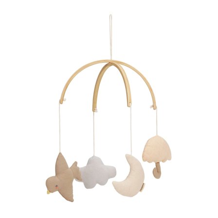 Cute Baby Mobile for Cribs in Organic Cotton & Wood