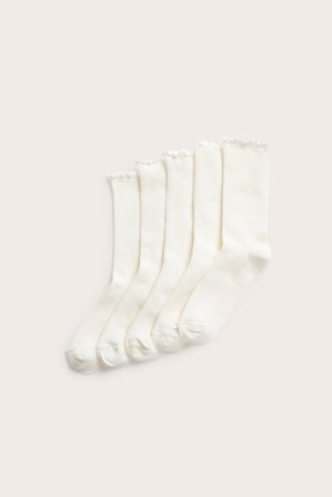 Kappahl | Prążkowane skarpetki 5-pak Offwhite 34/36 | Offwhite