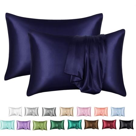 Silkkisatiinityynyliina 2 kpl (ilman täyteainetta) - Perfet Navy Blue 50X75cm