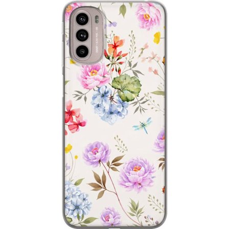 Kompatibel Mobilcover til Motorola Motorola Moto G41 Blomstret mønster med håndmalede blomster, sommerfugle og insekter i romantisk skandinavisk sti