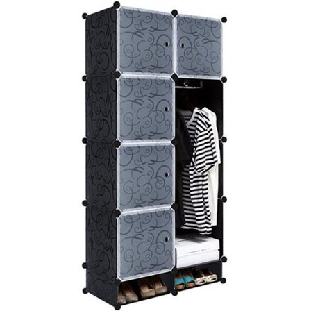 Sovrumsgarderob - YUENFONG - Förvaring 8 Kubik - Vattentålig - DIY Montering - Svart