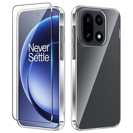 OnePlus 15 5G Clear TPU Case + 2.5D Screen Protector - Transparent