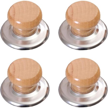 Erstatningsknotter i tre for grytelokk, sett med universelle varmebestandige håndtak for kjøkkenutstyr