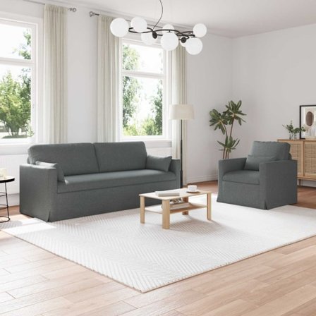 Soffa 180cm 2 pcs Mörkgrå Metall
