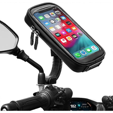 Vandtæt Motorcykel Telefonholder 360 Graders Rotation Motorcykel Scooter Smartphone Holder med Regnslag Telefonholder til Motorcykel Bakspejl op til
