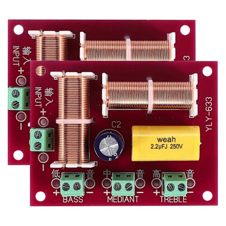 2 stk. 200W 3-veis lydhøyttaler delefilter diskant + mellomtone + bass delefilter høyttalere frekvens
