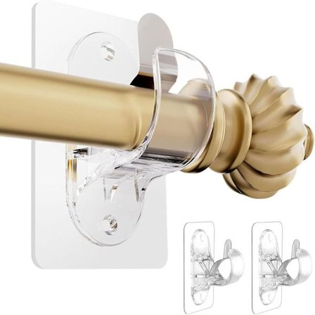 Itseliimautuvat verhotangon pidikkeet ilman porausta - Säädettävät verhotangon koukut ilman nauloja - Itsestäänkiinnittyvät koukut - Läpinäkyvä