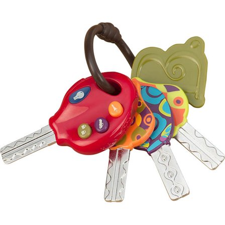 4 teksturerte lekenøkler for babyer og småbarn - Lommelykt og bil