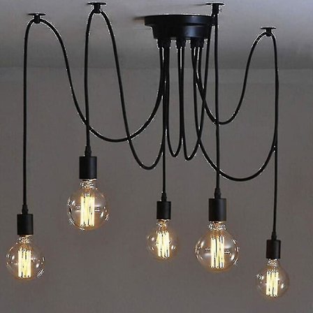 Edison-riippuvalaisin 2 metrin säädettävä hämähäkki kattovalaisin metallilanka häkki riippuvalaisin moderni teollinen kattokruunu valaisin (lamppu ei 