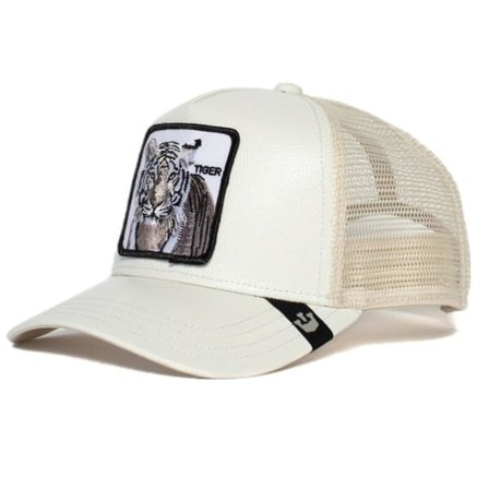 Farm Animal Trucker Justerbar caps i mesh-stil for menn W Tiger White