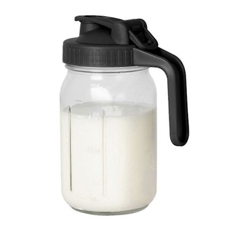 32oz Glas Mason Jar Kande med Flip Cap Lock Hældetud - Lækagesikker Opbevaringskande til Frisk Brystmælk, Glaskande til Koldbrygget Iste
