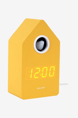 Karlsson - Vækkeur Cuckoo -LED - Gul - Vægure og bordure - Fra Homeroom
