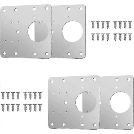 4 stk. reparationsbeslag til skabshængsler, reparationsplade til hængsler med 24 skruer, reparationssæt til møbelhængsler