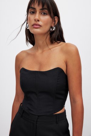 NA-KD Corset smocké à l’arrière recyclé - - Noir - EU 40