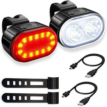 USB Genopladeligt Cykellys Sæt Ultra Lys LED Cykellys med Forlygte og Baglygte Sæt, IPX4 Vandafvisende, 4/6 Tilstande Mountain Road Cykellys