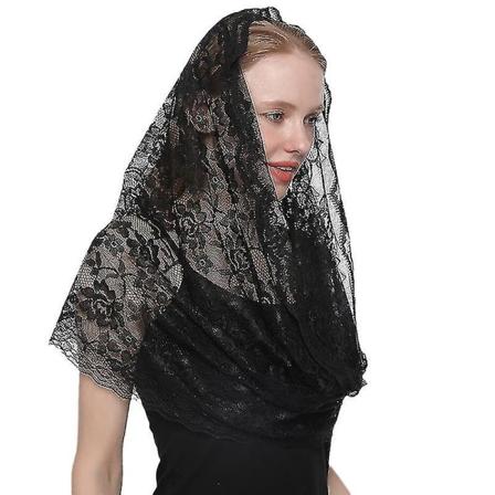 Mantilla Veils Katolsk Hoveddækkende Tørklæde Spansk Broderet Sjal Kapelslør
