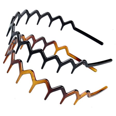 ING MDUG Takker Pandebånd, Sort og Brun, Bølget Hårbånd Lavet af Genbrugsplast, Unisex, Klassisk 90'er Hårtilbehør, Hårbånd til Pandehår