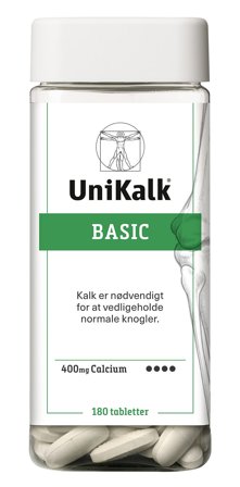 Unikalk Basic - Kalk 400 mg 180 tabl., Helse & Madvarer, Mineraler, Kalk
