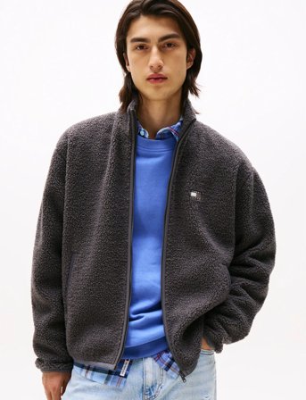 Tommy Jeans Tjm Rlx Badge Fz Teddy - Grey - XXL