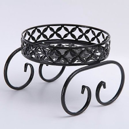 Blomkrukställ för Inomhus eller Utomhusbruk, Metall Växtställ, Runt Trädgårdsväxtställ Svart)