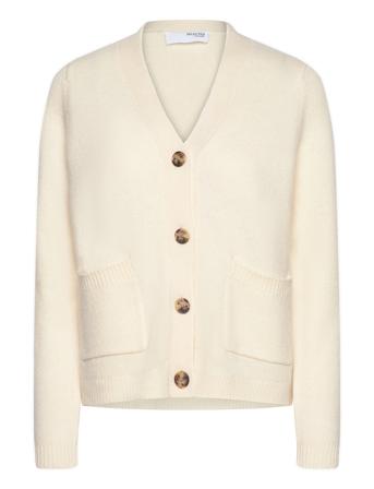 Slfana Ls Knit Wool Cardigan Noos Tops Knitwear Cardigans Cream Selected Femme
