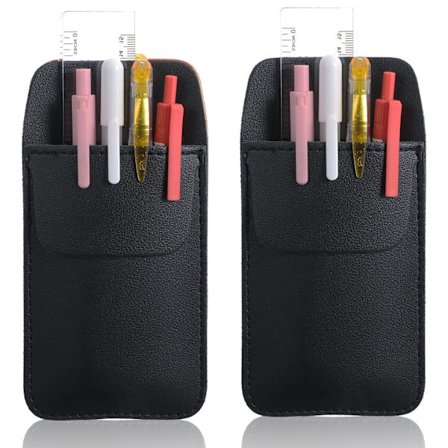 2 stk PU-lommebeskytter i skinn, penneorganisator for menn, skjorte, pennebeskytterholder i skinn kan holde 4 penner, blyantveske for 