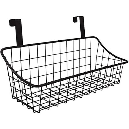 Kurv med krok Grid Oppbevaringskurv, Heng den bak en dør eller på et rekkverk, Over skapdøren, Liten, Svart, 1 pakke