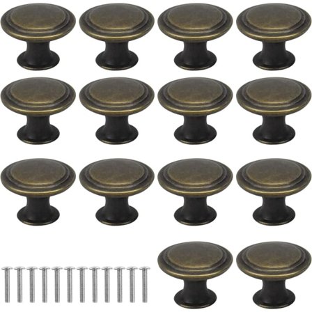 16 stk. Vintage skuffehåndtag 29mm runde bronze skuffetræk messing