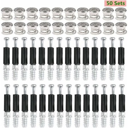 Kamfester 50 Par Møbel Skap Panel Kobling Ø15mm Usynlig Kobling for Kjøkkenskap, Skap, Treskap 40mm