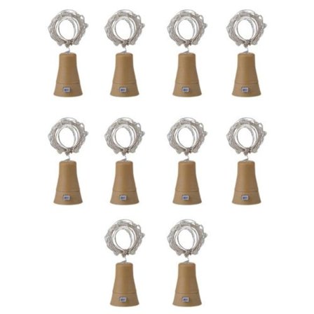 10 stycken) 20 LED korkljus koppartråd ljusslinga gul