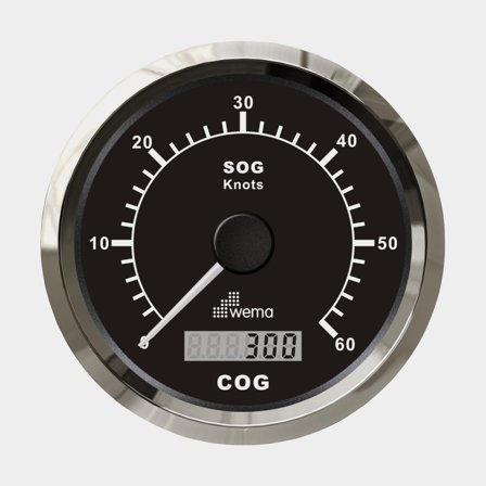 GPS-logg 0-60 knop svart Silverline 85 mm, kompl. m antenn