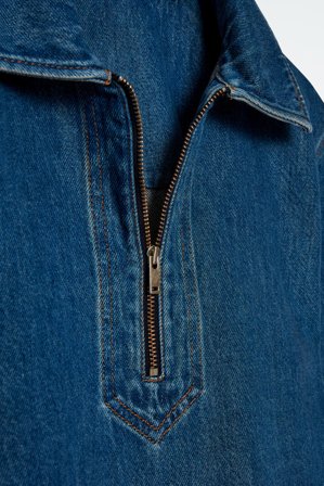 COS Women's Camicetta In Denim Con Mezza Cerniera in Blu