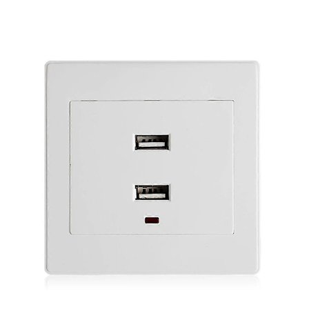 Dubbel USB Vägguttag Laddare AC/till DC Strömadapter Kontakt Uttagsplatta Panel [DB] Vit