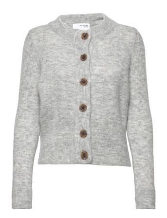 Slfsia Ls Knit Cardigan B Coll Strikkegenser Cardigan Grå Selected Femme