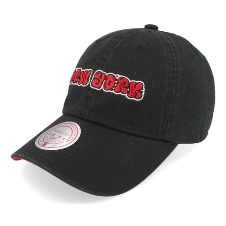 Mitchell & Ness - Svart unconstructed Keps - Bouble New York Black/Red Dad Cap @ Hatstore