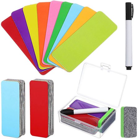 Magnetiska Etiketter Skrivbara Namnlappar Memoklistermärken Kylskåpsmagneter Märkning Whiteboard-anteckningar 8.00X3.00X0.10CM 1 Set