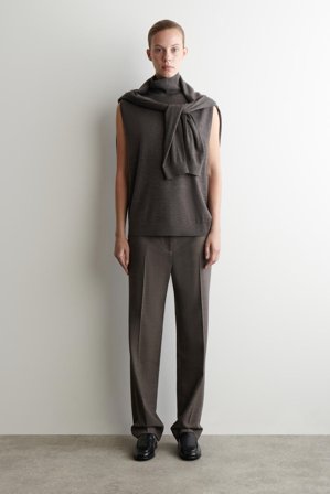 COS Women's Gilet A Collo Alto In Lana Merino in Grigio